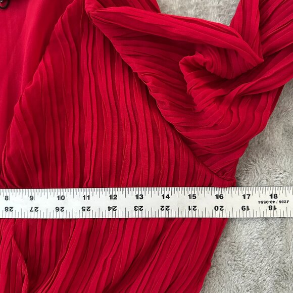Zara Red Midi Maxi Pleated Bell Sleeve Dress Women's SMALL - Picture 5 of 8
